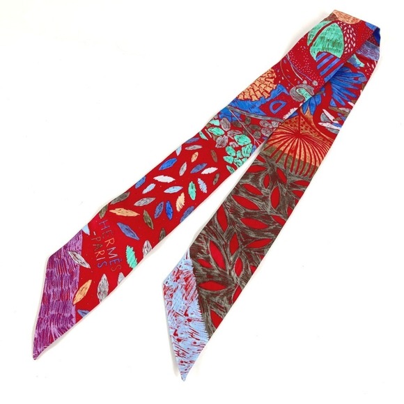 HERMES Accessories - HERMES Twilly Bandeau Scarf Accessory Muffler Silk Women's Red